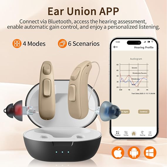 OTC Bluetooth Hearing Aids for Seniors, Anti-Whistling, Noise Reduction
