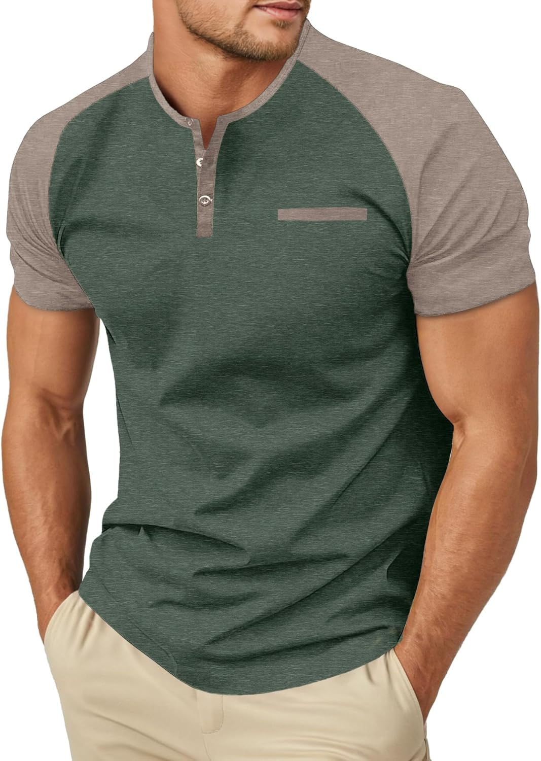 Sailwind Mens Cotton Henley Shirts Short Sleeve Casual...