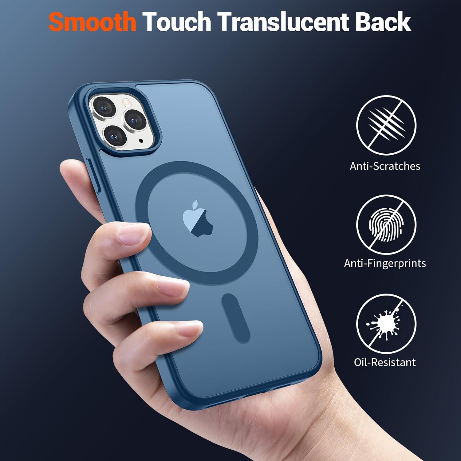  Magnetic for iPhone 11 Pro Max Case Deep Blue | (Compatible with MagSafe)(Military Grade Drop Protection)Shockproof Translucent Matte Phone Cover thumbnail