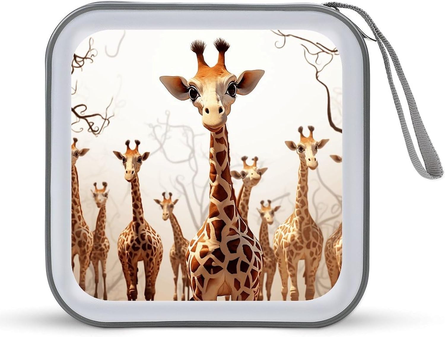 Cute Cartoon Funny Giraffes CD Case Holder Hard Plastic DVD Case Storage Holders 40 Capacity Large Storage Disc Wallet Bag Portable Zipper CD/DVD Wallet Holder Organizer for Car Home Travel