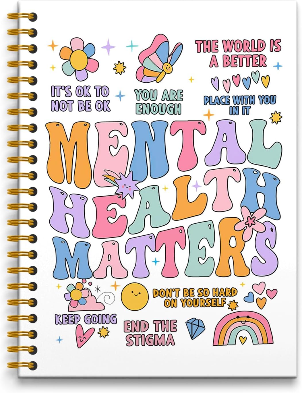 Mental Health Matters Journal, Mental Health Gifts, Therapy Journal for Mental Health, Therapy Notebook, Mental Health Journal for Women, Spiral Notebook 5.5×8.3 Inches