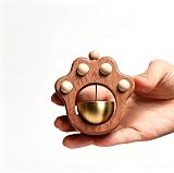 ChayWillow Cat Paw Wooden Door Chime in Natural Wood Brown With Brass
