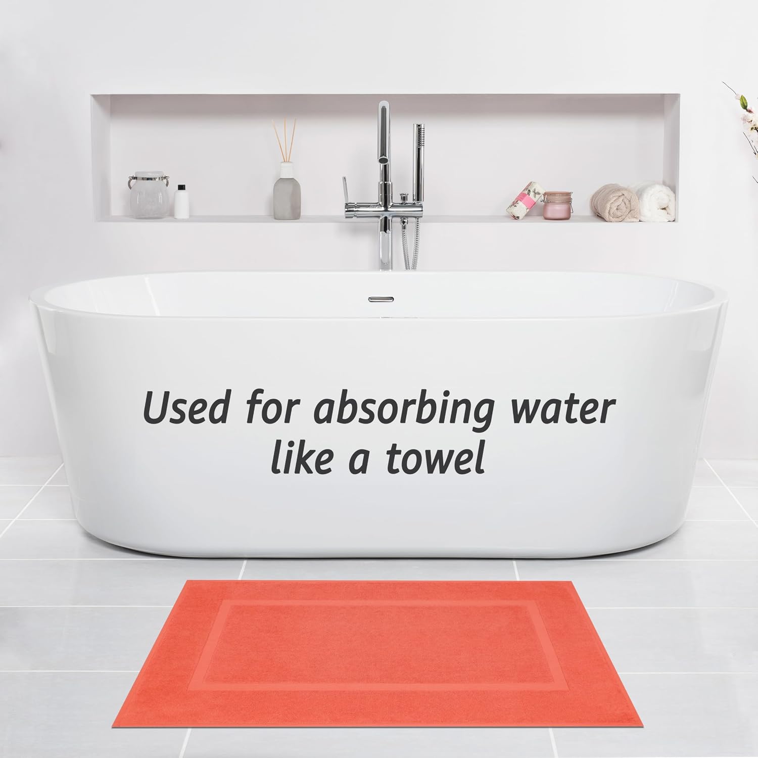 Cotton Paradise 100% Cotton Turkish Bathmat Set, Soft Absorbent Quick Dry, 2 Piece 20x34 Bathmat Floor Set, Coral