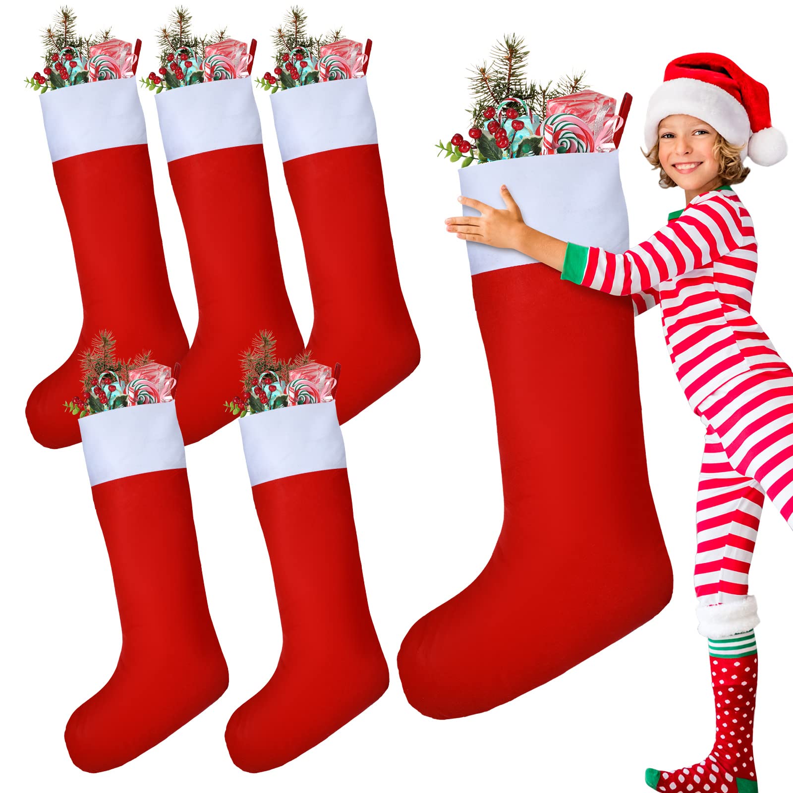 Chaussettes de Noël extra larges 109 cm de qualité supérieure en feutre rouge durable