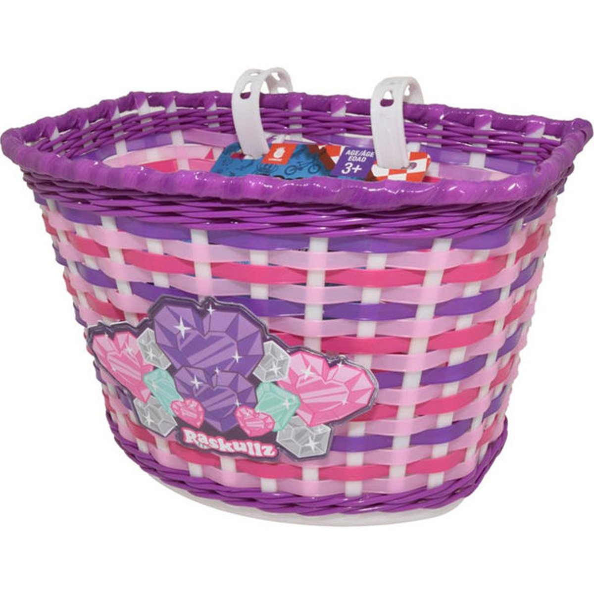 Raskullz Pink and Purple Girls Dazzlin' Hearty Gem Handlebar Bicycle Basket