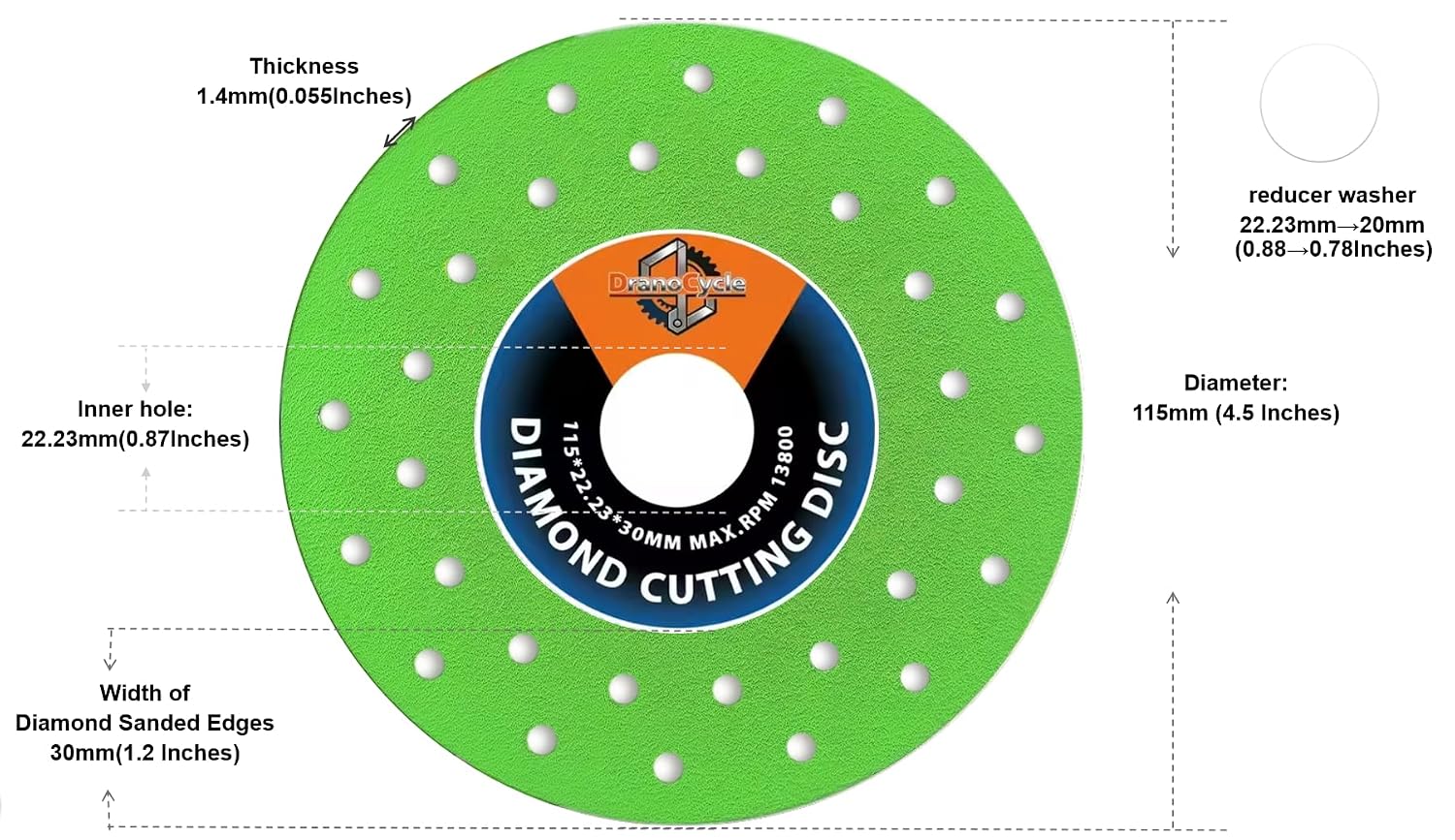 4-1/2 inch Tile Cutter Diamond Saw Blade for Angle Grinder Porcelain Ceramic Glass Marble Cutting Tools Grinding Disc Vacuum Brazing Tile Tools (3pcs)