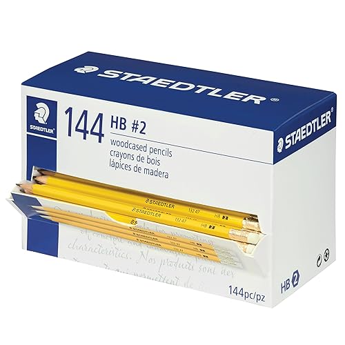 STAEDTLER Yellow School Pencils (144-Pack), Pre-Sharpened #2 HB with Erasers,