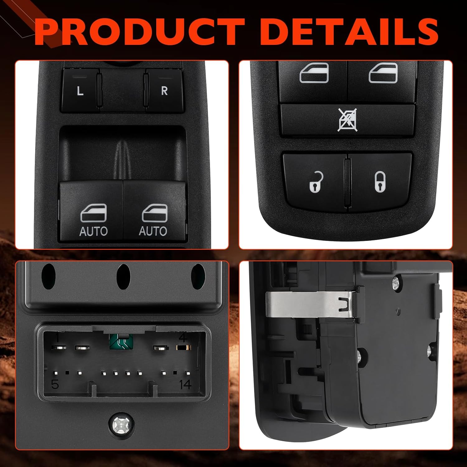 Power Window Switch Driver Side Master Control Button Compatible with Dodge Durango, Jeep Grand Cherokee 2011-2013 Replace# 68030823AE 68030823AB 68030823AC 68030823AD