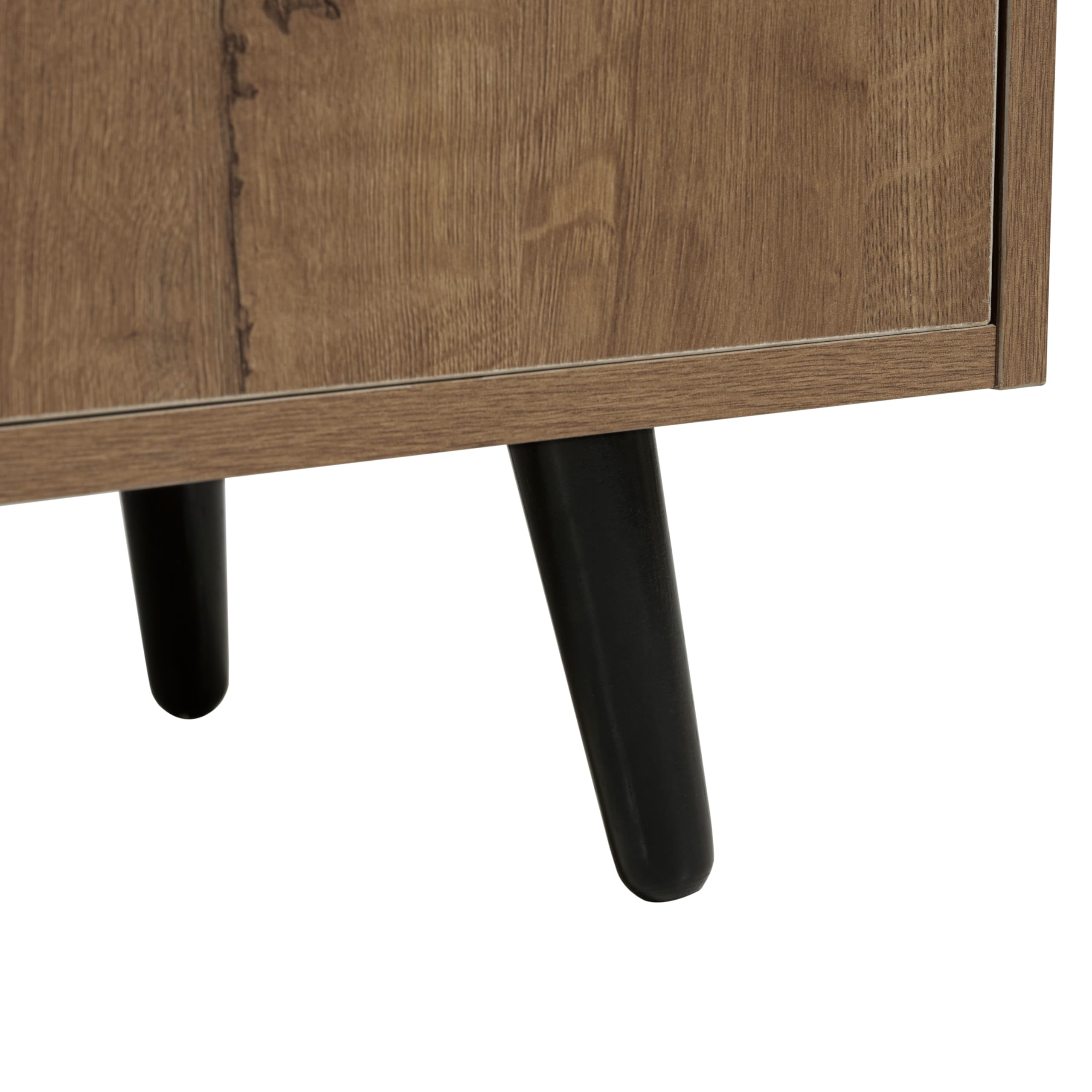 Zapatero moderno, 120 x 34 x 82,8 cm, equipado con cuatro puertas de almacenamiento, asas de metal asimétricas (color madera)