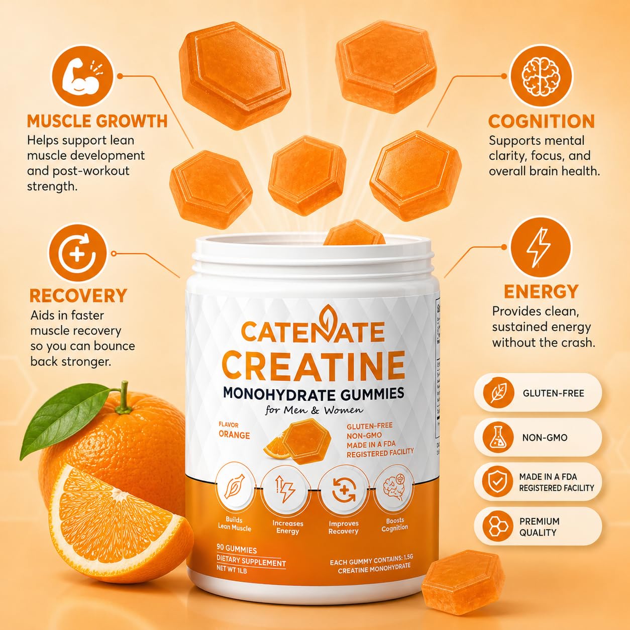 Creatine Monohydrate Gummies for Women & Men, Orange — Amazon image 8