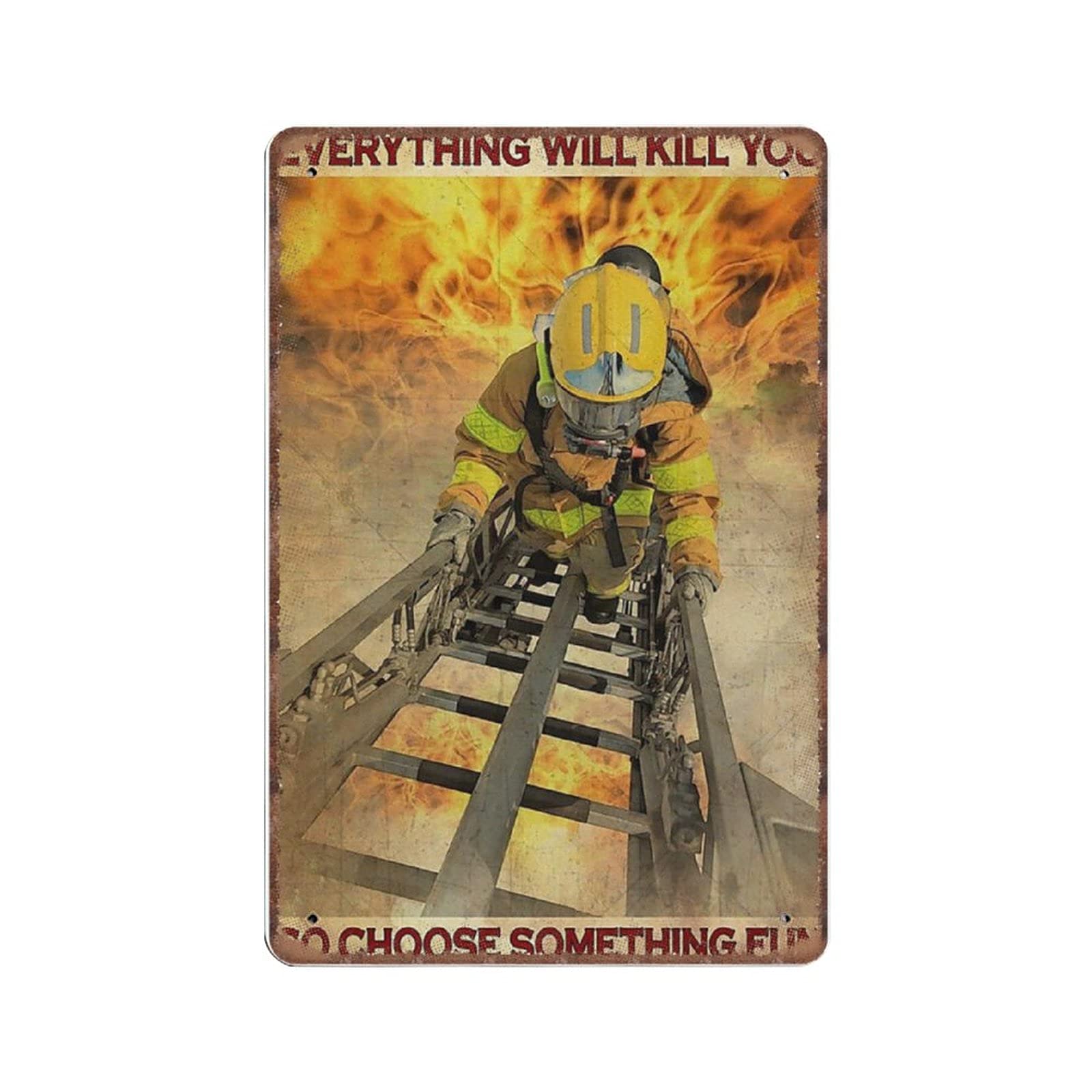 Daiercy Material_tin 11 Firefighter Tin Signs - Funny Vintage Metal Sign Plaqu Poster Wall Art Pub Bar Kitchen Garden Bathroom Home Decor, 140 X 200 M(8X5.5inch)