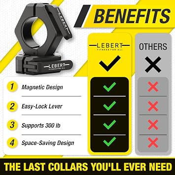Lebert Magnetic Barbell Collars Black 2 Olympic Clips