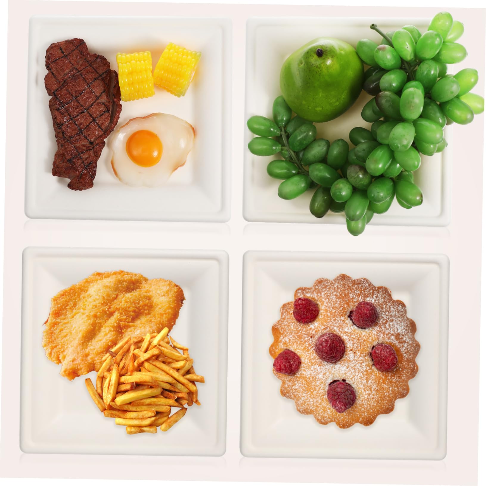 Zerodeko 50 Pezzi Vassoi Usa e Getta Biodegradabili Piatti Resistente per Picnic e Buffet Spazio per Caldi e Freddi Design Elegante e Versatile