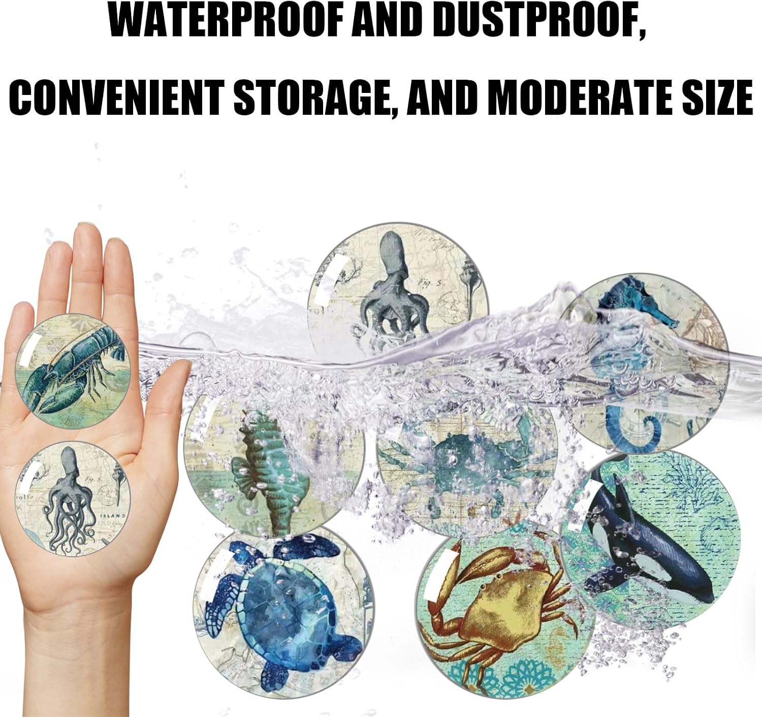 Strong Glass Refrigerator Stickers,12Pcs Magnets for Fridge,Funny Fridge Magnet Shape,Cute Small Tiny Magnet for Kitchen Whiteboard Door Decorative (Marine Animals Refrigerator Stickers) image 4