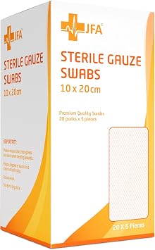 JFA Medical Premium Sterile Gauze Swabs 10cm x 20cm - Pack of 100