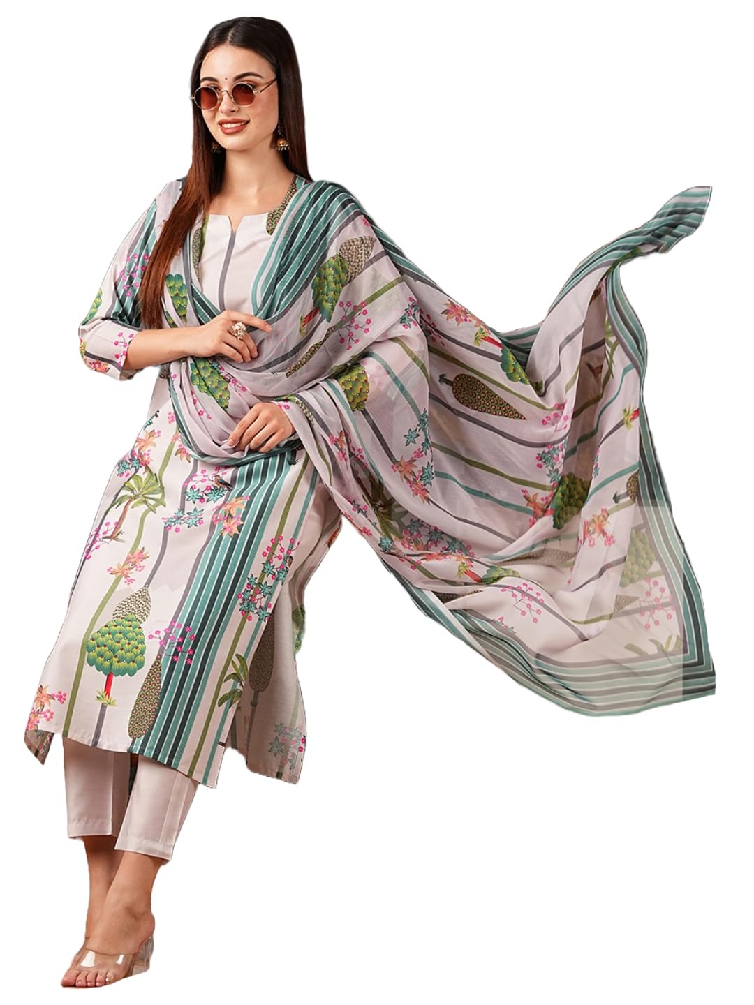 Cotton Blend Women Kurta with Pant & Dupatta-image-34