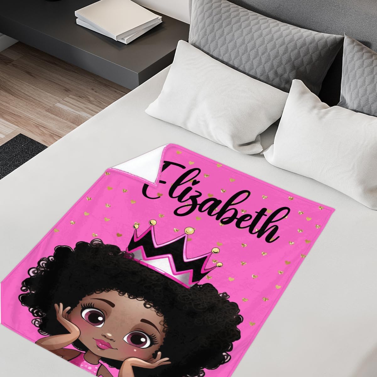 Personalized Baby Blankets for Girls Boys, Custom Baby Blanket Swaddle Toddler Fleece Blanket Personalized Gift Hot Pink Princess