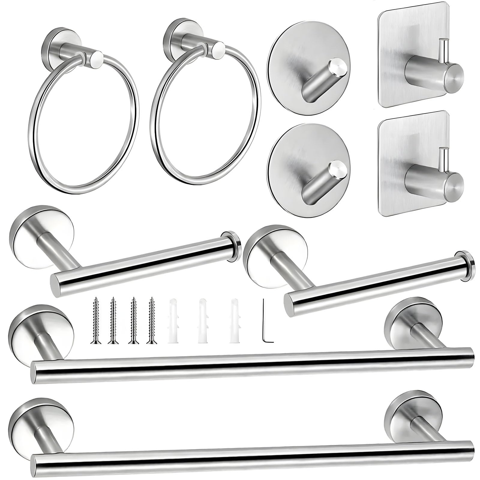 Stainless Steel Towel Rings Robe Hook Holder Adhesive Towel Rack for Modern Bathrooms Bathroom Accessory