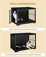 Vista 4 de Mueble XL grande para perros, muebles de interior para perreras de 44.1 pulgadas con puerta de granero, jaula alta de madera para perros, jaula Negro