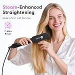 slopehill Steam Hair Straightener Brush – Ionic Steam Straightening Brush for Smooth, Dual Voltage, Fast Heating, 4 Temperature, Scald-Proof Design