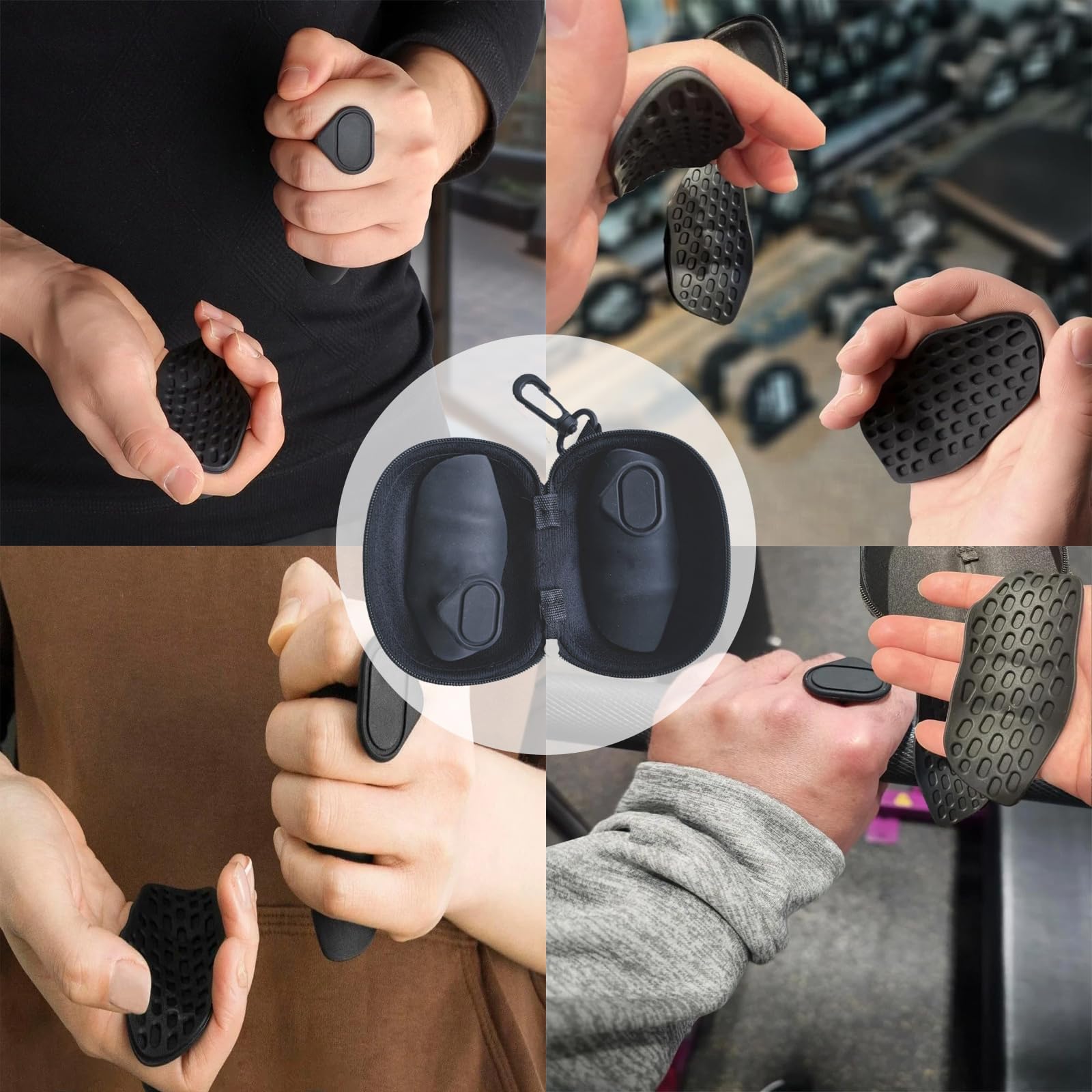 2 Pares Empuñaduras de Levantamiento sin Dedos, con Bolsa de Almacenamiento, Empuñaduras de Gimnasio, Fitness Grip Pads De Silicona, para Gimnasios, Culturismo, Halterofilia