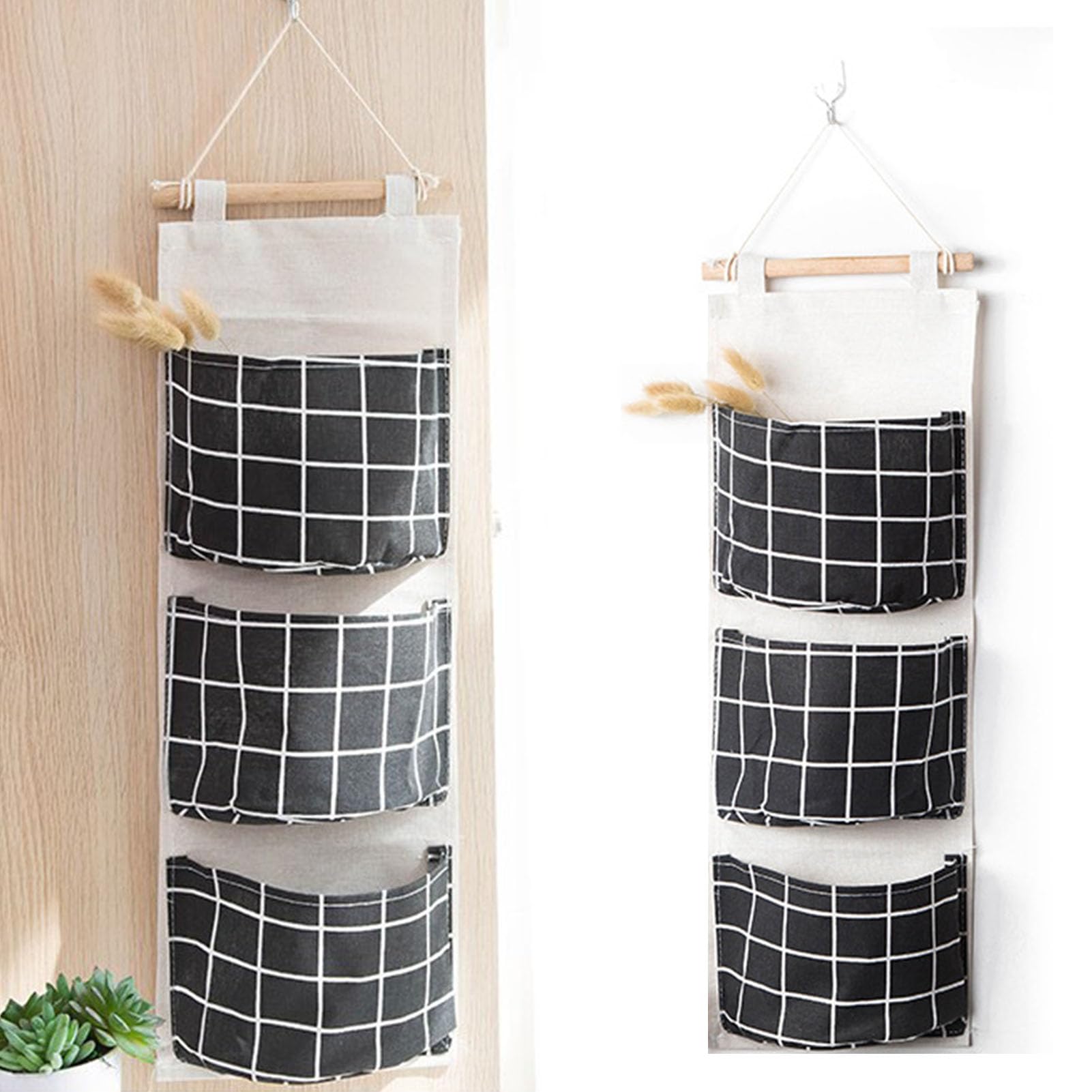 Jwthee Wall Hanging Storage Bag, Fabric Pocket Organizer Behind Door Storage over Door Organizer Fabric Wall Hanging Pocket over Door Hanging Pockets