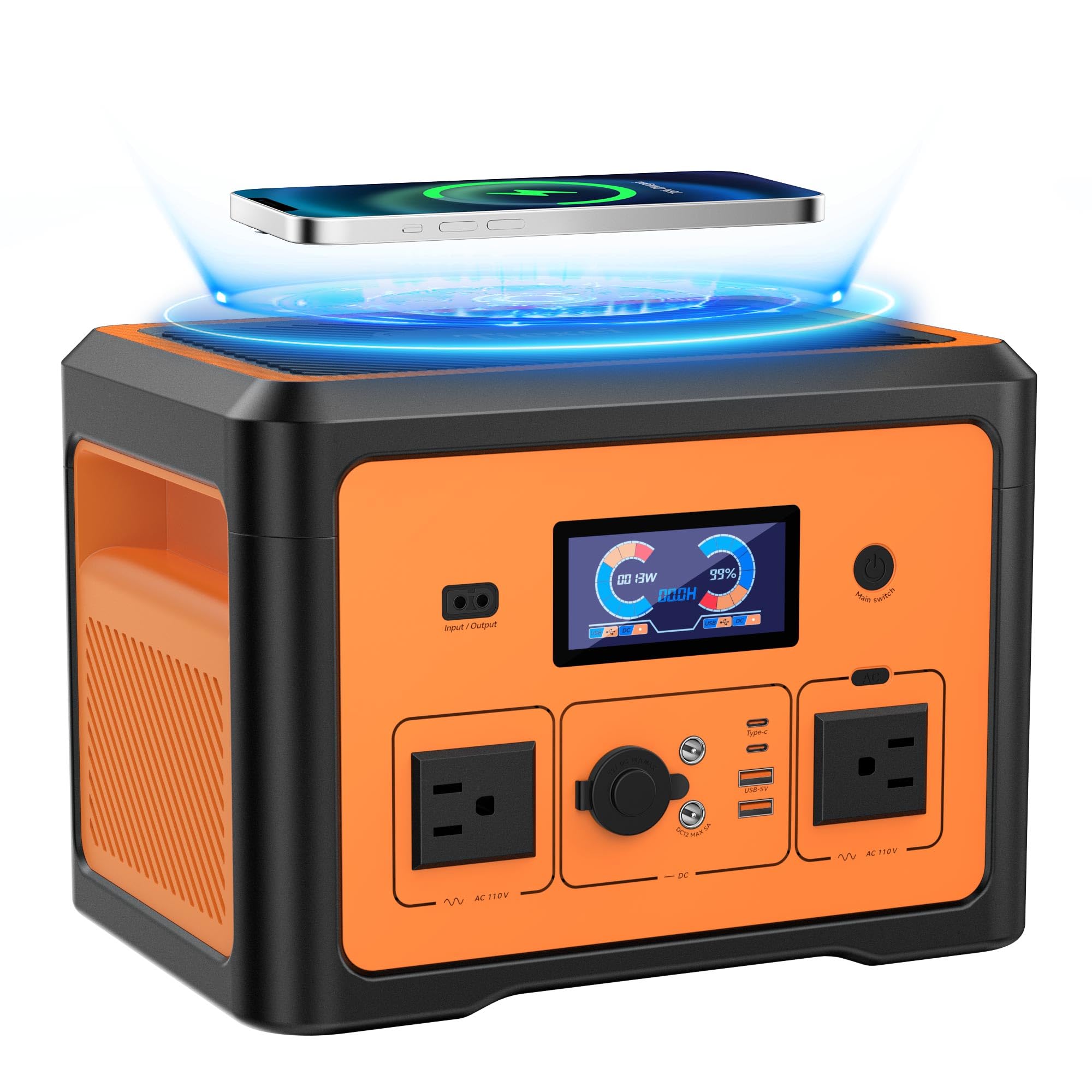 Portable Power Station 600W(Peak 1800W), Solar Generator with 384WH LiFePO4 Battery, 10 Outputs & UPS Battery Backup, Generators for Home Use, Camping, Emergency Power Outage, RV, CPAP