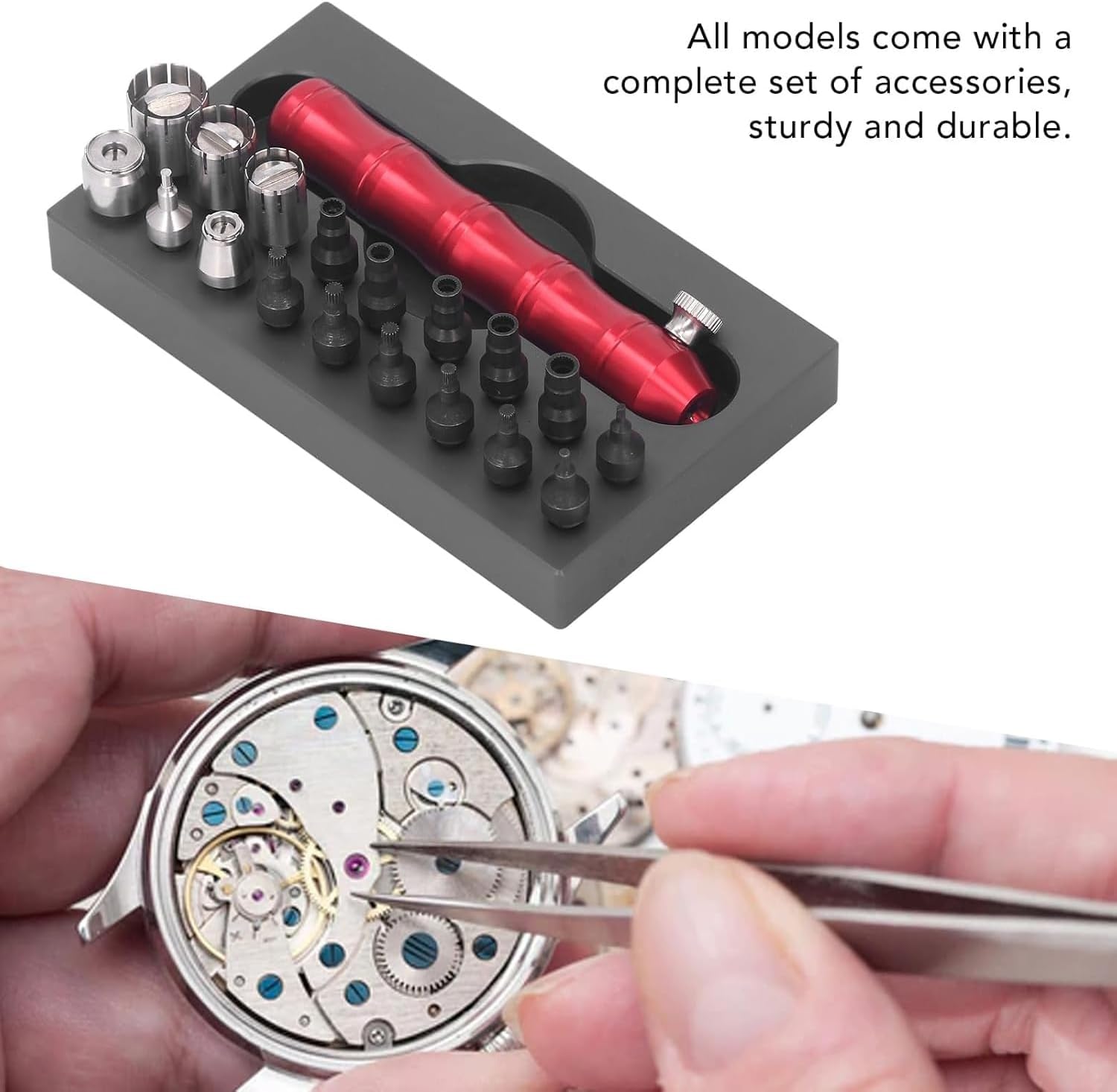 Watch Crown Tube Removing Tool, Alloy Steel Portable Watch Repair Tools, 18 Nozzles Watch Crown Tube Remover Kit, Widely Compatible, Durably and Practical for Watch Repair, Watchmaker