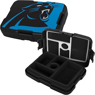 FOCO NFL Unisex-Adult Officially Licensed 2-Tone Big Logo Team Color Football Leak Proof 5 Compartment Bento Lunch Box - Carolina Panthers