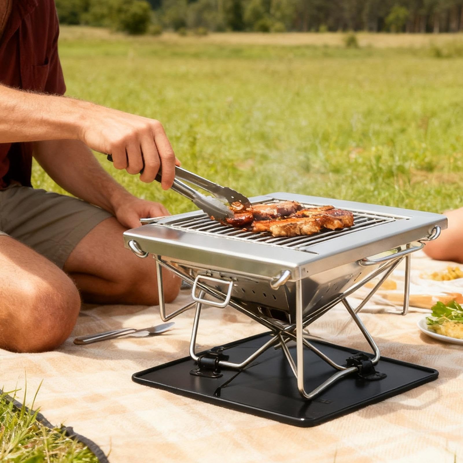 Składany grill kempingowy | przenośny sprzęt do gotowania na świeżym powietrzu na piknik, tailgating, imprezy na podwórku i grille ogrodowe, kompaktowy i łatwy do przenoszenia
