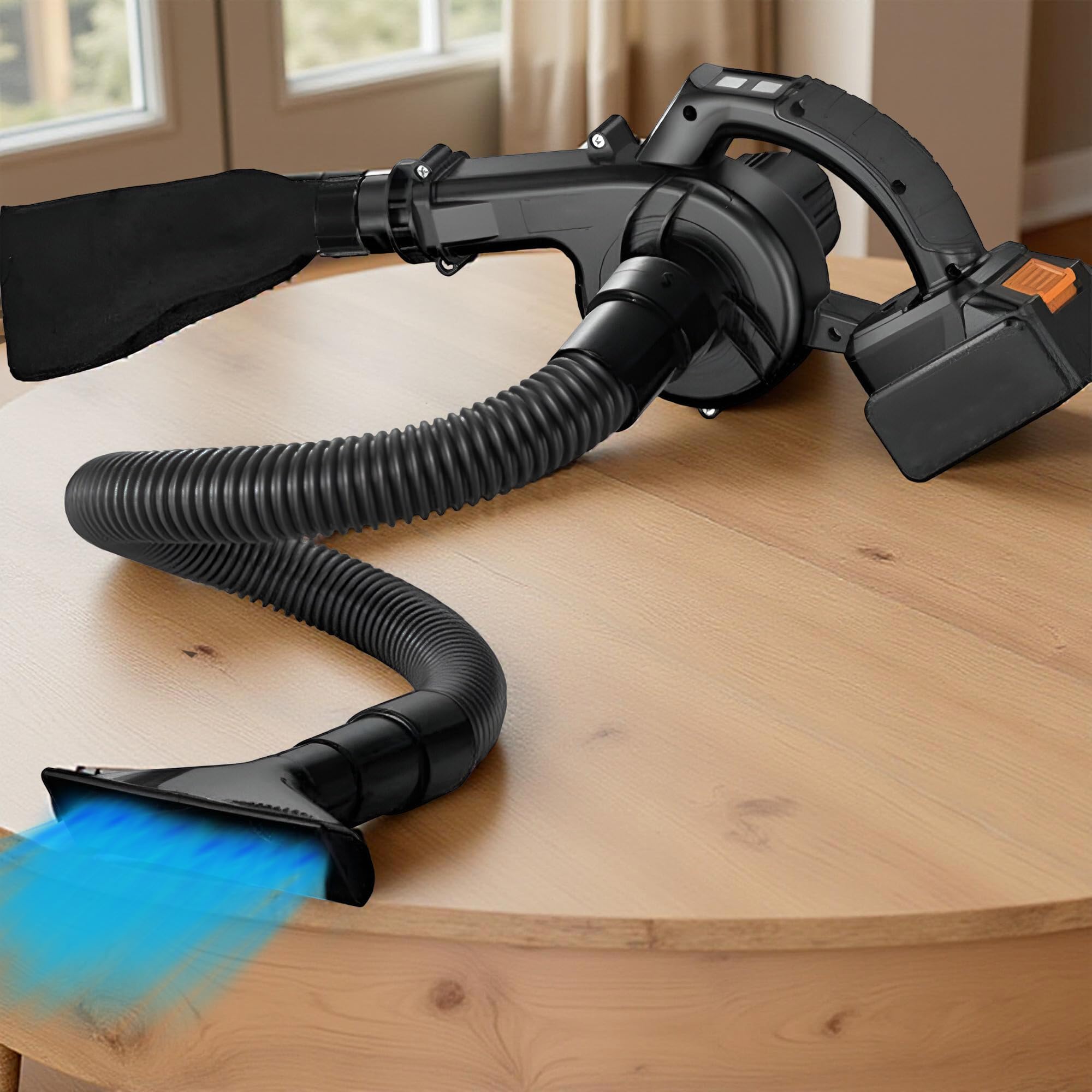 Soffiatore Aspiratore 2 in 1 48V Senza Fili con Doppia Batteria, Elettrico Potente e Leggero per Giardino, Terrazza e Garage
