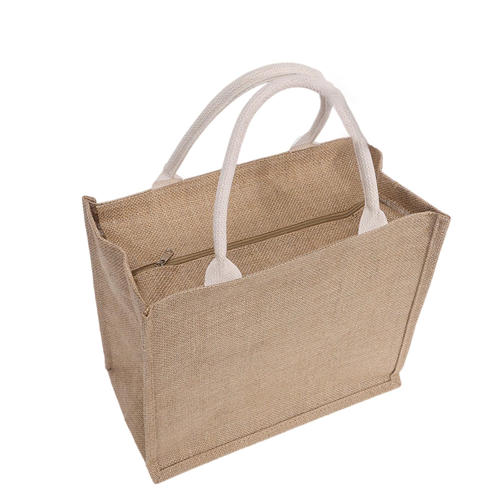 Enigmaire Hessian Shopping Bags,Jute Tote Bag,Personalised Beach Bag,Strong Jute Shopping Bag,Burlap Grocery Bag Shopping,Jute Gift Bag,With Zip,Water Resistant,For Daily Shopping,Travel,Picnic