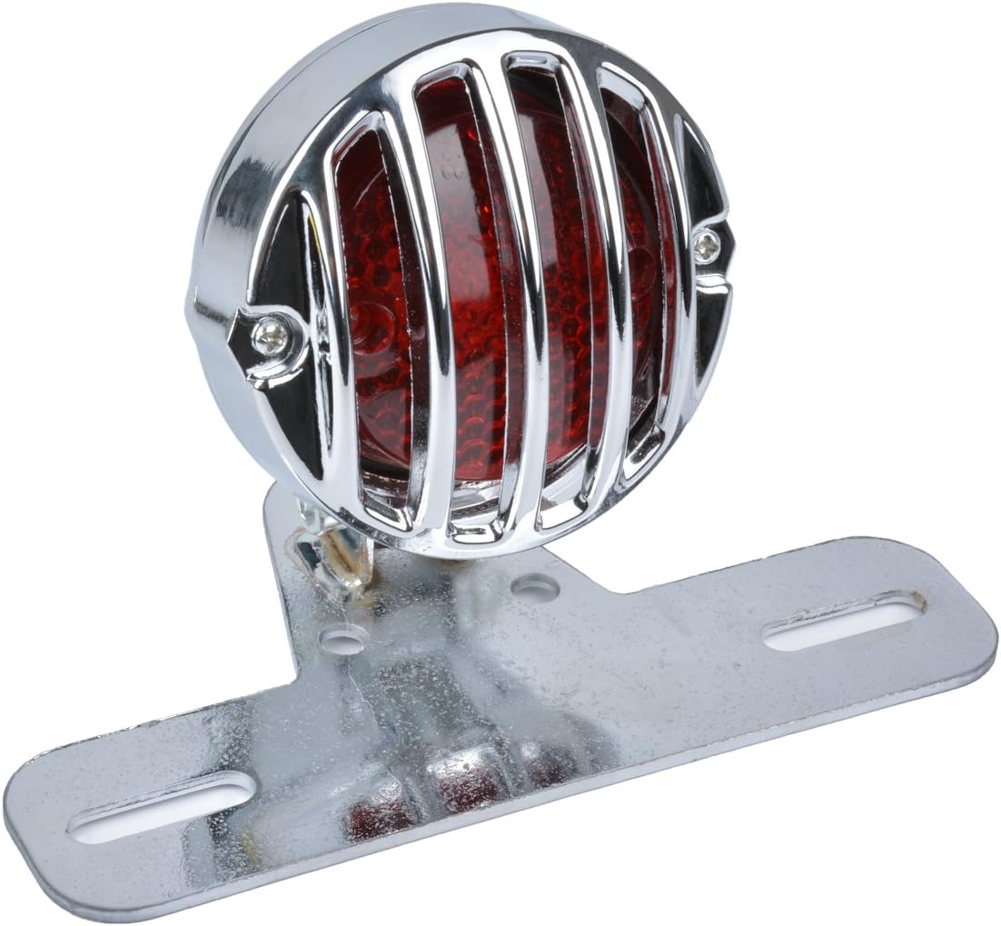 KATUR Motorcycle Tail Light with License Plate Holder Silver Heavy Duty 12V Blinkers Lights Brake Stop Running Light Compatible with Harley, Honda, Yamaha, Suzuki, Kawasaki, Custom Bike