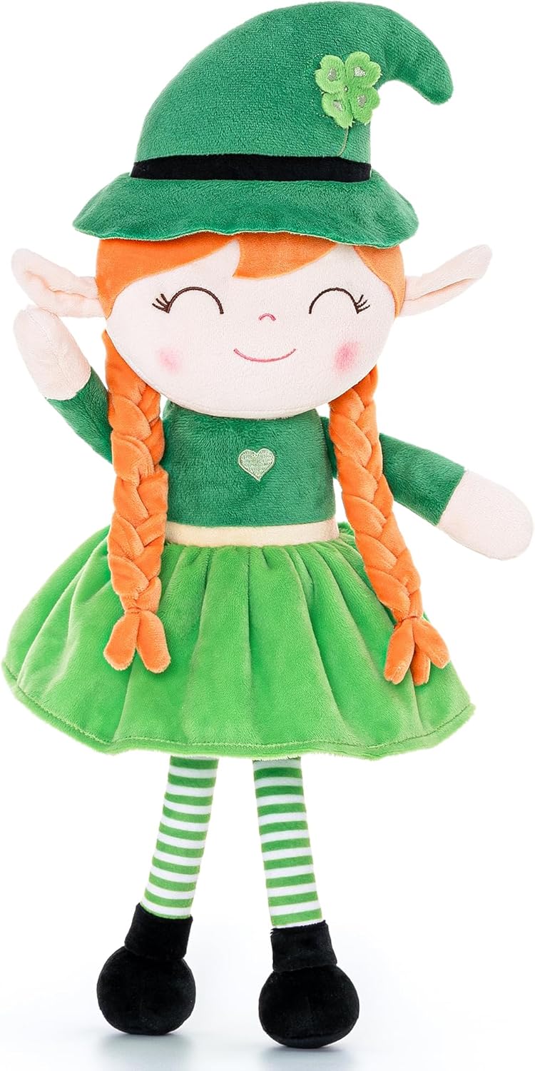 Gloveleya Plush Dolls Saint Patrick's Day Gifts Soft Blessings Doll Shamrock Wishes Plush Leprechaun Baby Girl Gifts
