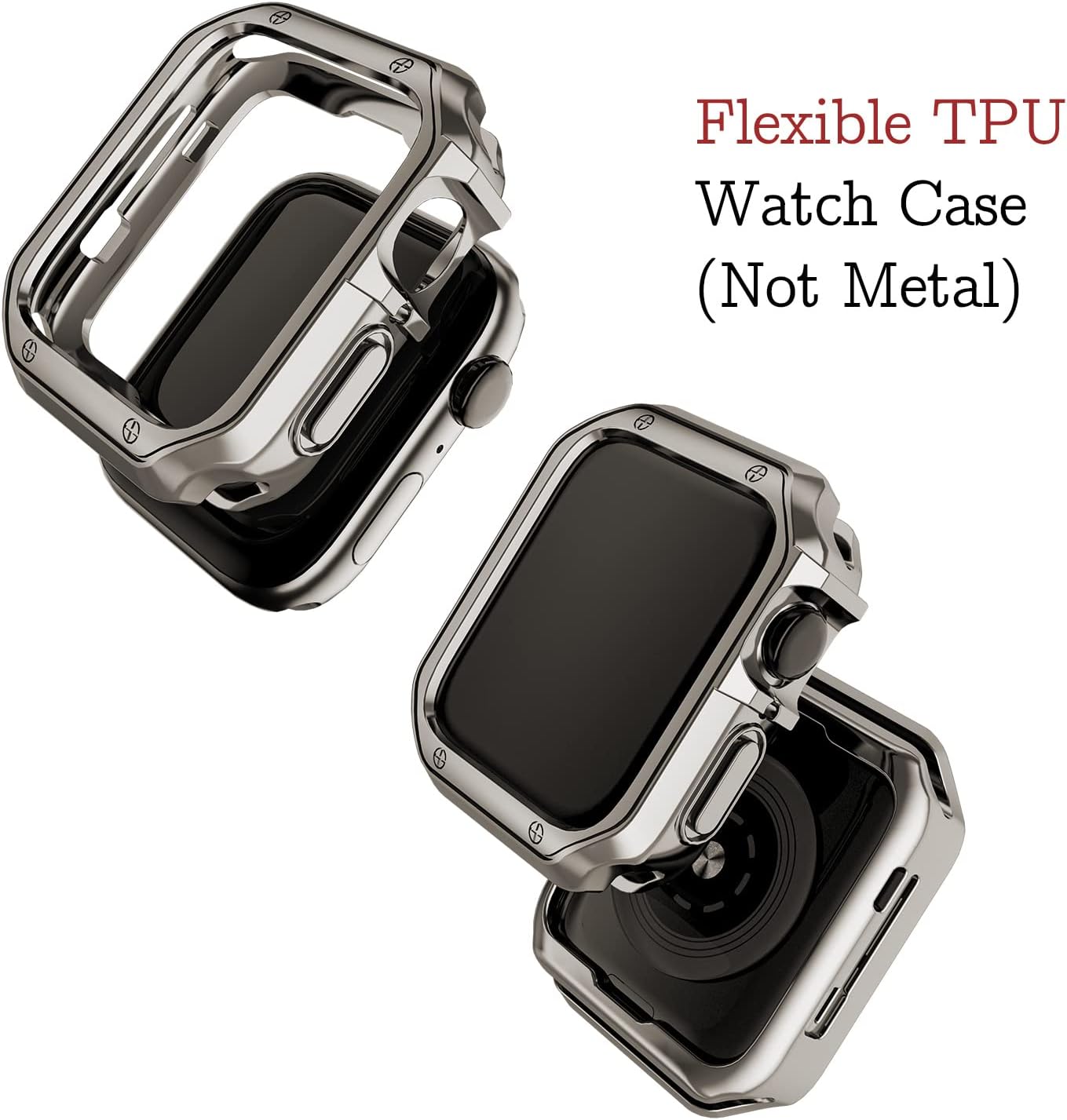 Designed for Apple Watch Band and Case, Stainless Steel Metal Chain with TPU Cover, Smart-Watch Link Bracelet Strap, Wrist-Band for i-Watch Series 9 8 7 6 5 4 3 2 1 SE, 41mm 40mm 38mm, Starlight - Image 5