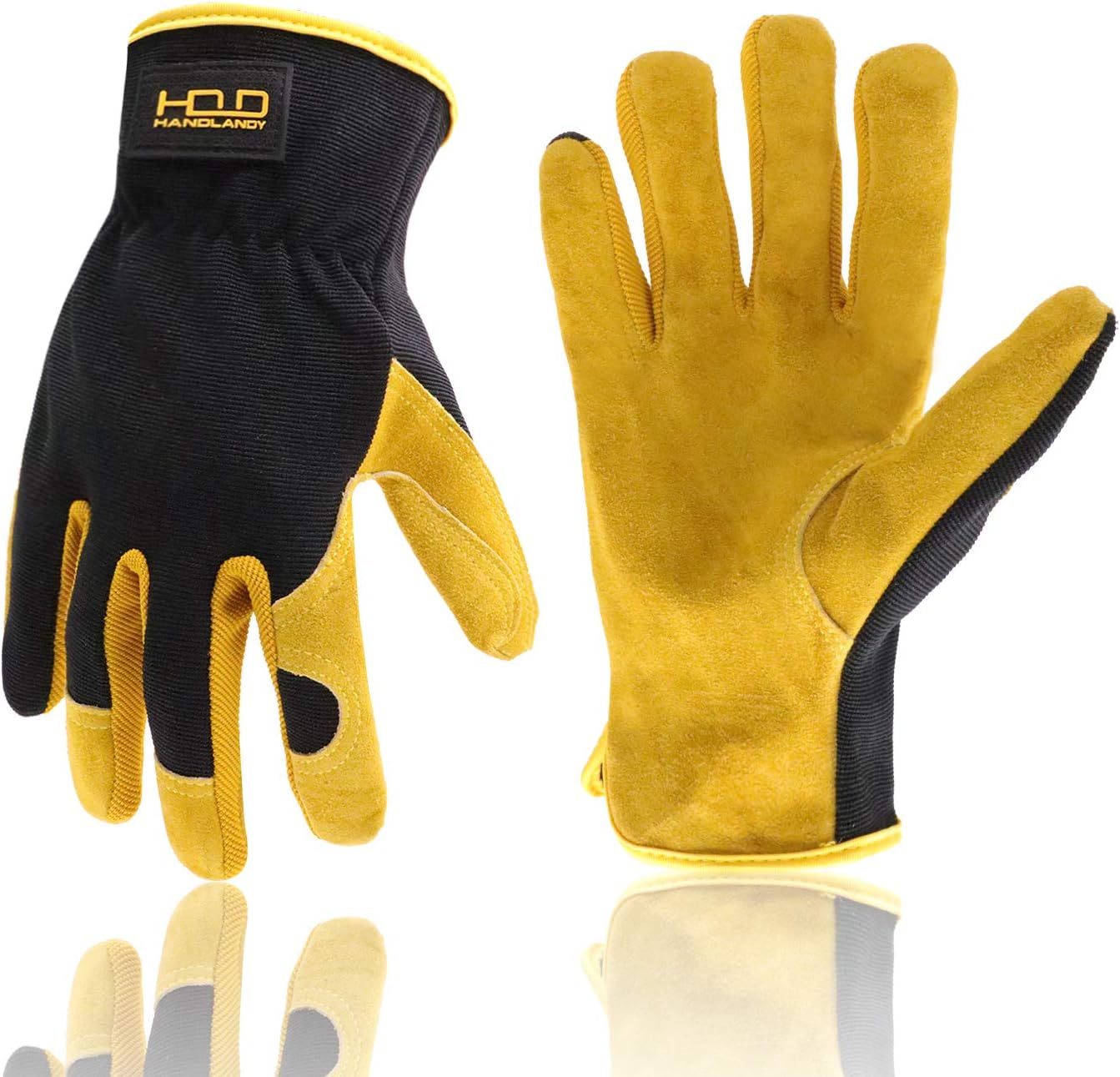 HANDLANDY Work Gloves for Men Women Utility Leather Gardening Gloves