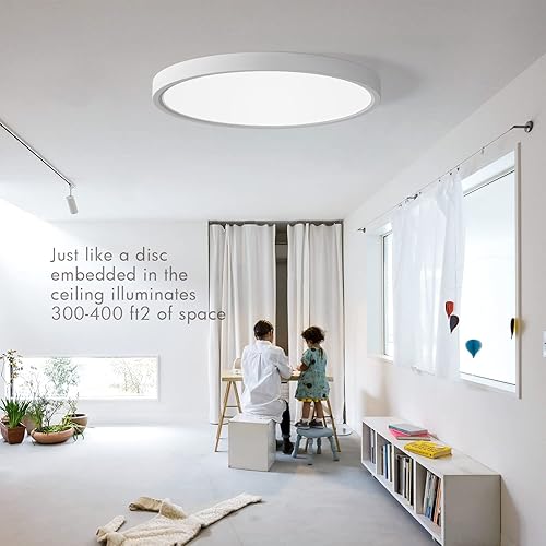 Miniatura 6 de ANBOKAI Lámpara de techo, 5000 K luz solar ultra fina lámpara LED para dormitorio, cocina, baño, pasillo, 9 pulgadas, 24 W, montaje empotrado con