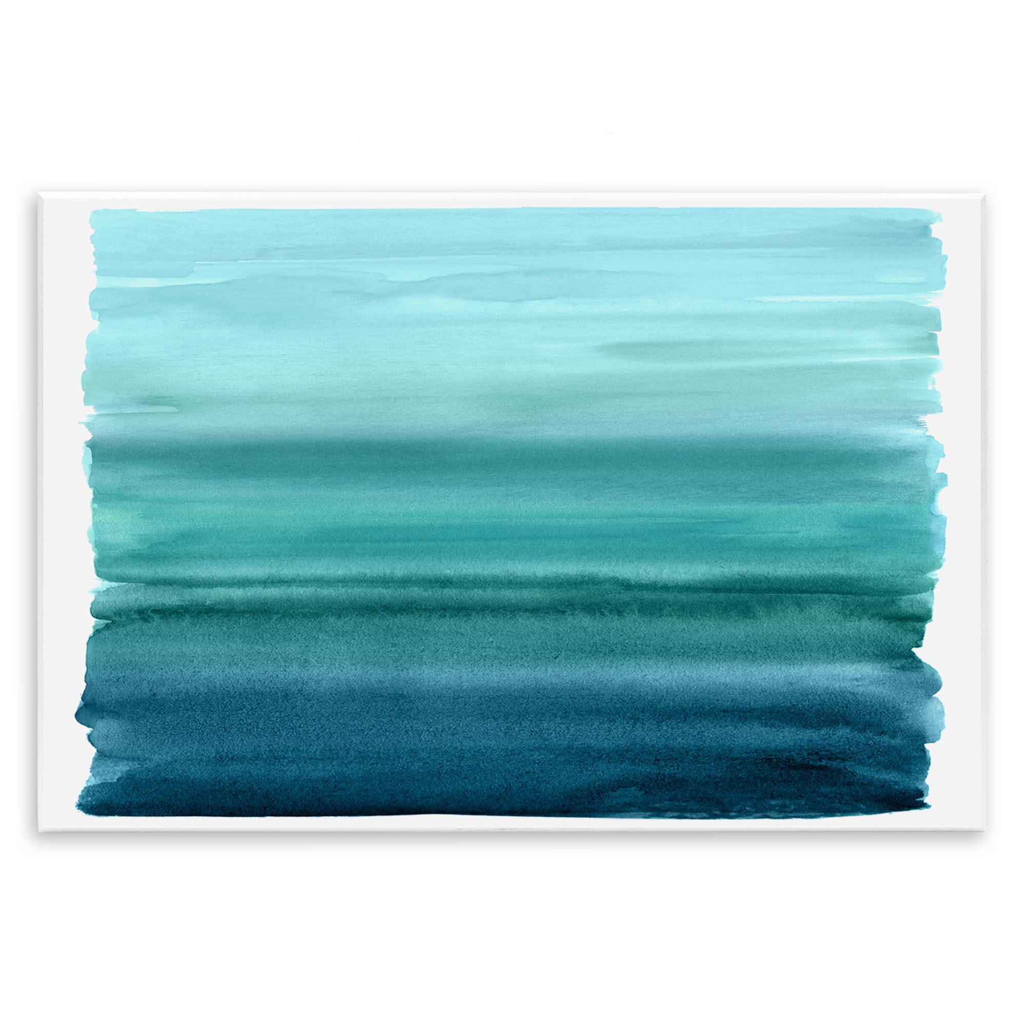 Stupell Industries Ombre Teal Gradient Abstract Wall Art for Living Room, Serene Coastal Flow, 10 x 15 Inch Mounted Print on Wall Plaque, by Allie Corbin, Made in USA Gift