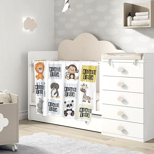 Miniatura 4 de Mantas de bebé personalizadas para niños y niñas con nombre, suave y lindo animal, manta de bebé personalizada para recién nacidos, bebés, niños