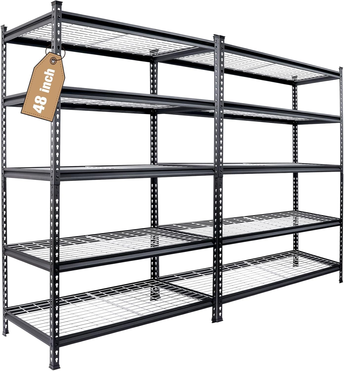 WORKPRO 5Tier Metal Shelving Unit, 48”W x 24”D x 72”H