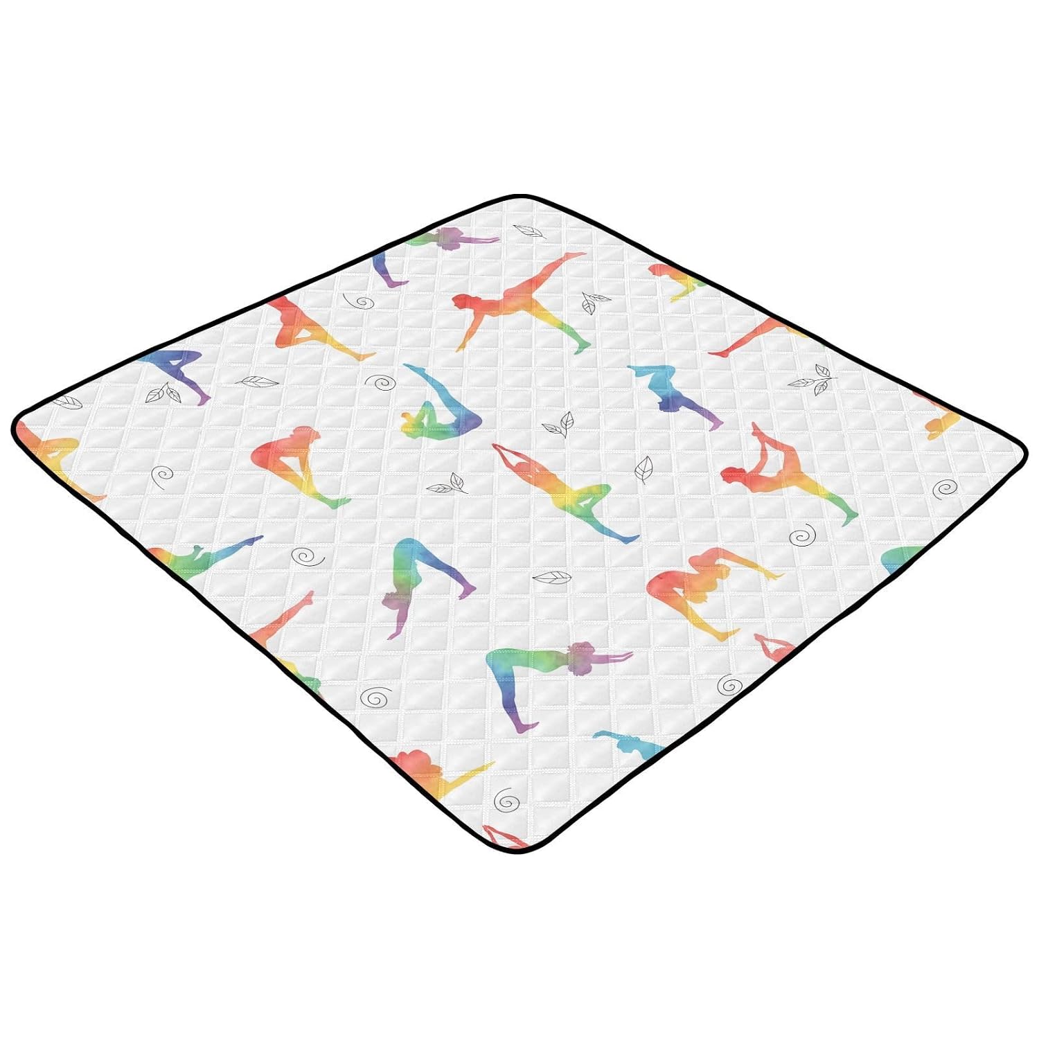 Yoga Poses Baby Play Mat 50x50 Inch One-Piece Soft Crawling Mat Waterproof Playmat with Non-Slip Bottom for Babies, Toddlers, and Infants
