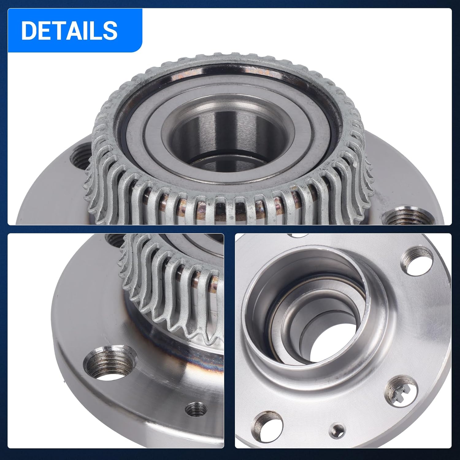 Autoround 512012 Rear Wheel Bearing and Hub Assembly Compatible with Audi TT 2000-2006, Volkswagen Jetta 1999-2005, Beetle 1998-2010, Golf 1998-2005, Golf City 2007-2009, 5 Lug w/ABS, Set of 2