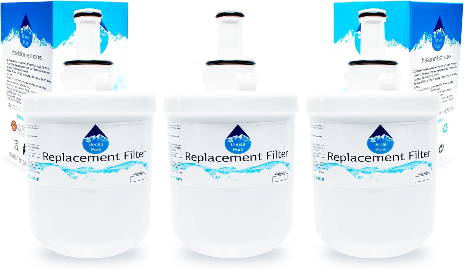3-Pack Replacement for Samsung RFG297ACRS Refrigerator Water Filter - Compatible with Samsung DA29-00003G, Samsung DA29-00003B, Samsung DA29-00003A Fridge Water Filter Cartridge