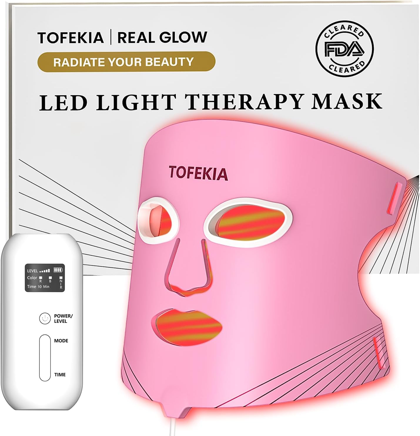 - FDA-Cleared Red Light Therapy Mask for Face – 432 LEDs Full Cover Facial Device, 3 Modes & 5 Levels, 850nm Near-Infrared for Anti-Aging, Wrinkles & Acne, Rechargeable for Home & Travel