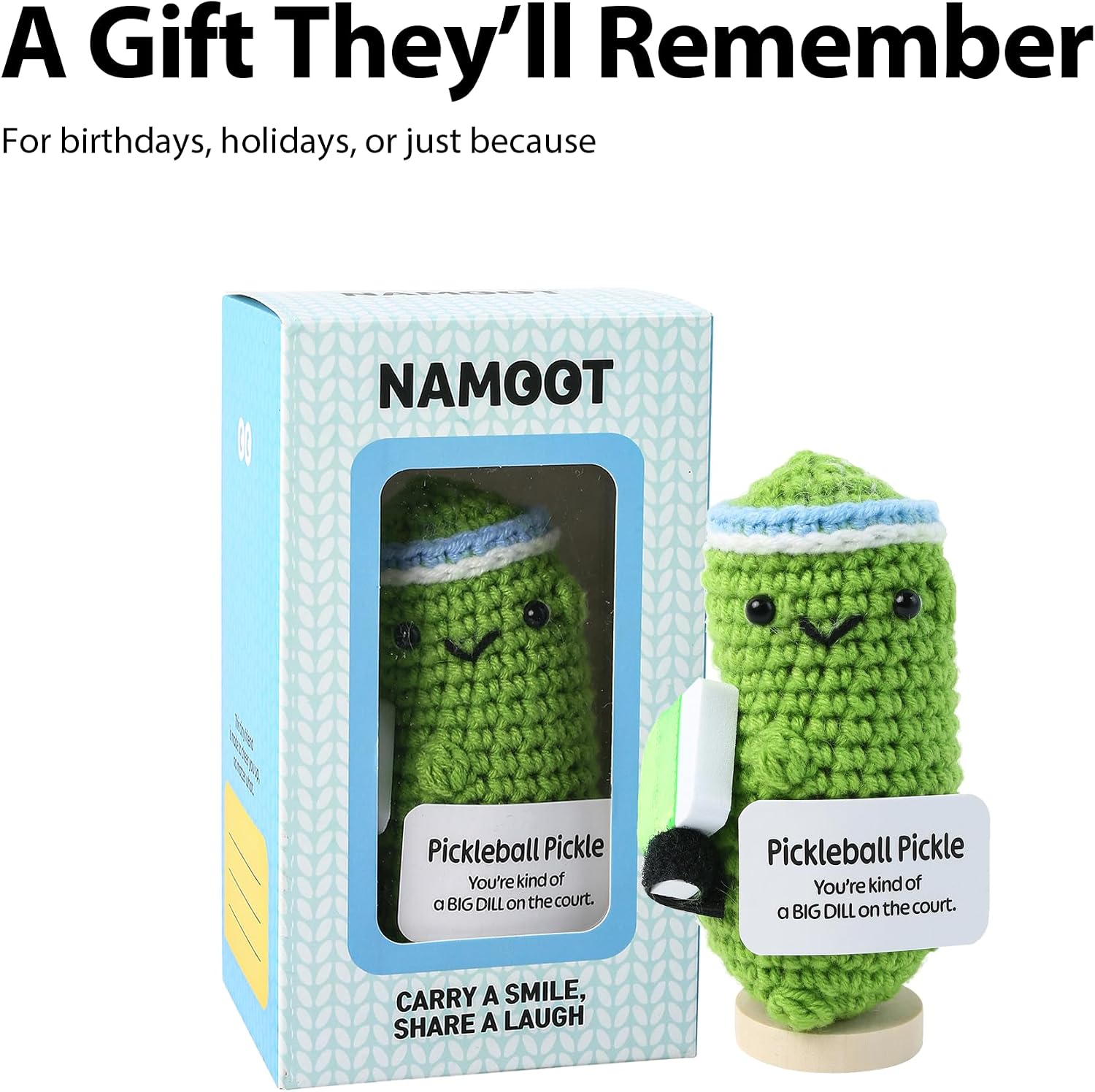 Positive Pickleball Crochet Doll Desk Decor with Positive Words Inspirational Gifts for Pickleball Lovers Player Coach Knitted Wool Home Decor Accessories