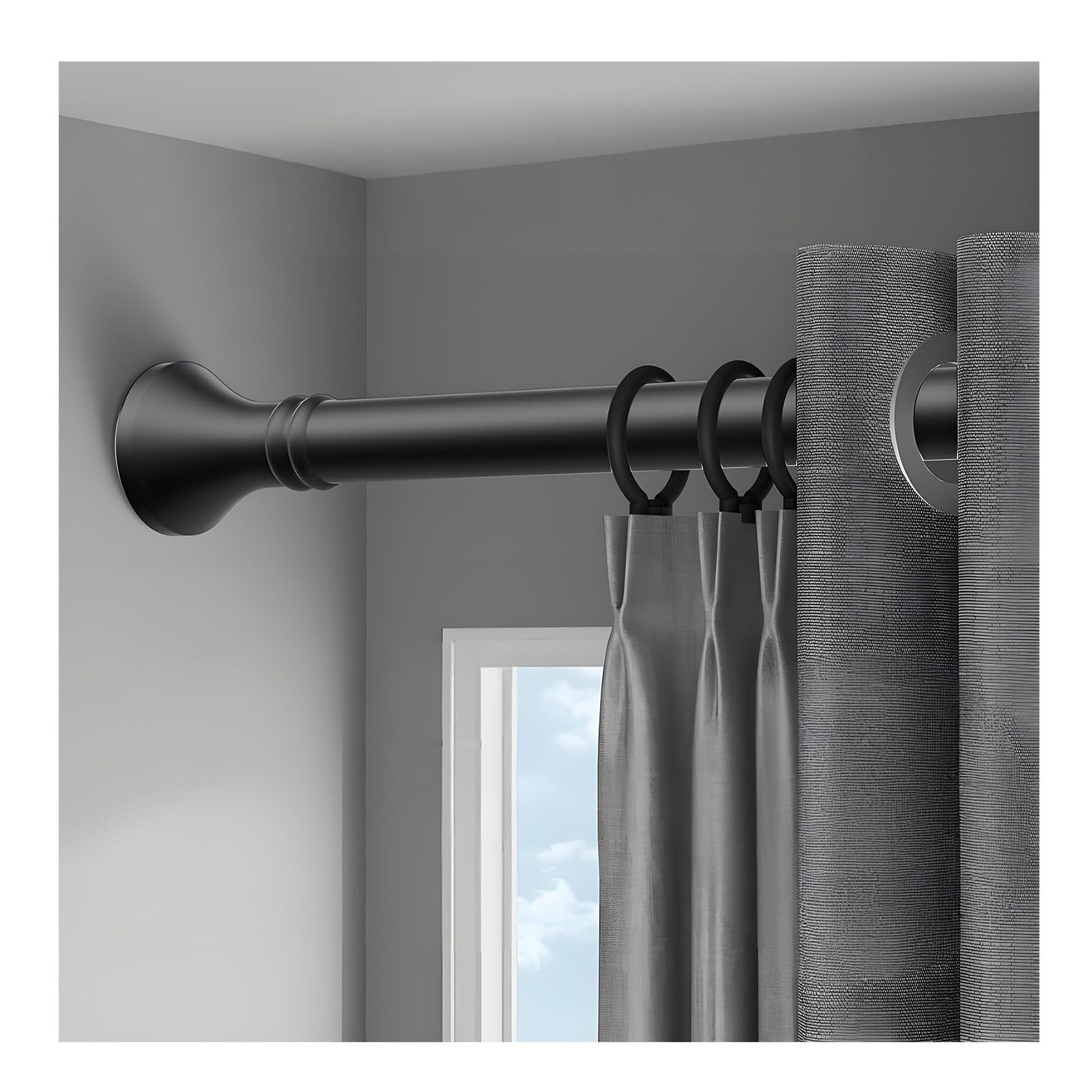 WQPMNYG Adjustable Extendable Shower Curtain Rod 1.62.5m (63" 98") RustFree NoDrill Design Ideal for Bathroom & Window Black Shower Rod Sturdy & Stylish