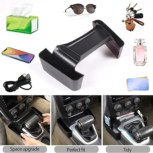 Miniatura 6 de Lcojicep Bandeja organizadora de palanca de cambios de consola central compatible con Hummer H3 2005-2007, caja de almacenamiento lateral de control