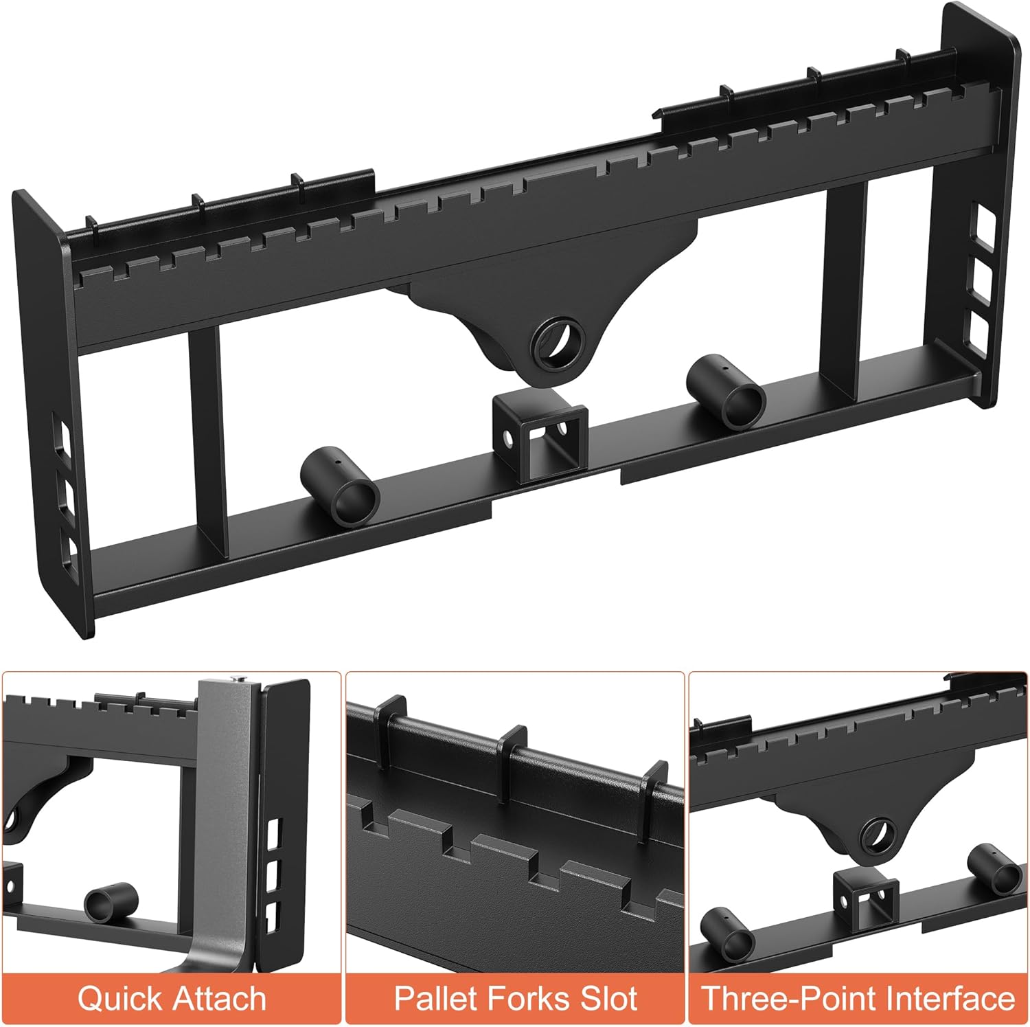 GarveeTech 2500 LBS Skid Steer Pallet Fork Frame Attachment, 42 in Fork Blades and 45 in Pallet Fork Frame Compatible with Kubota Bobcat Loaders Tractors, Quick Attach Mount, Black