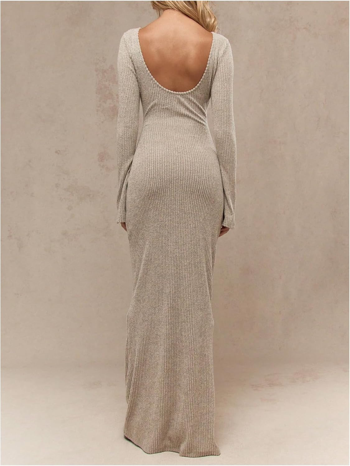 Verdusa Women's Backless Sweater Dress Rib Knit Wedding Guest Dresses Formal Fall Outfits Quiet Luxury Clothes - Image 2