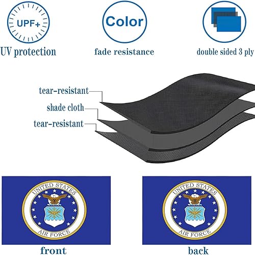 Miniatura 2 de Banderas de emblema de la Fuerza Aérea de 3 x 5 para exteriores, fabricadas en Estados Unidos, doble cara, 3 capas, resistentes, armas